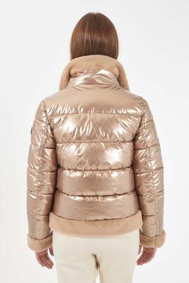 CHAQUETA ACOLCHADA DE MUJER ORO METALIZADO CON APLIQUES DE P