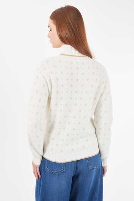 JERSEY DE MUJER CUELLO CISNE EFECTO MOHAIR MARFIL