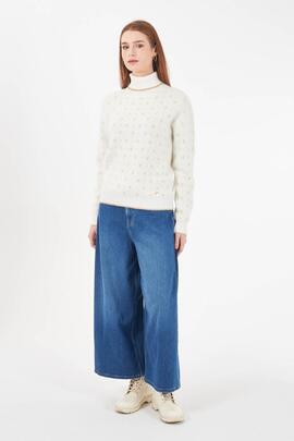 JERSEY DE MUJER CUELLO CISNE EFECTO MOHAIR MARFIL
