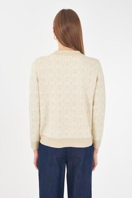 JERSEY DE MUJER CUELLO POLO JACQUARD BEIGE