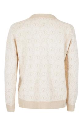 JERSEY DE MUJER CUELLO POLO JACQUARD BEIGE