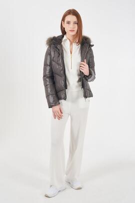 CHAQUETA ACOLCHADA DE MUJER MARRÓN CON CHALECO DESMONTABLE