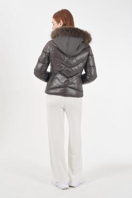 CHAQUETA ACOLCHADA DE MUJER MARRÓN CON CHALECO DESMONTABLE