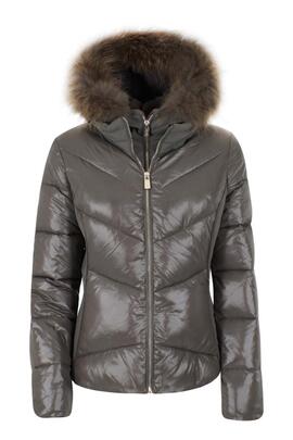 CHAQUETA ACOLCHADA DE MUJER MARRÓN CON CHALECO DESMONTABLE
