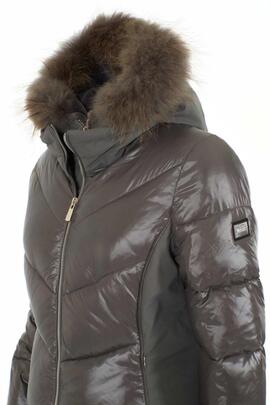 CHAQUETA ACOLCHADA DE MUJER MARRÓN CON CHALECO DESMONTABLE