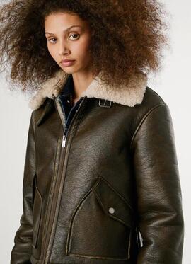 CAZADORA BOMBER EFECTO PIEL THEODORA 963 DARK GREY MARL