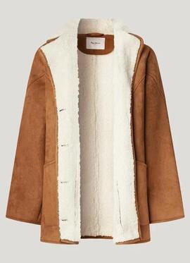 ABRIGO CON DETALLES DE BORREGUITO TERESA 857 CARAMEL BEIGE