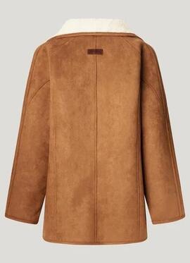 ABRIGO CON DETALLES DE BORREGUITO TERESA 857 CARAMEL BEIGE