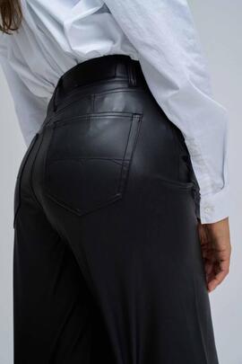 PANTALÓN DE ECOPIEL TRUE CROPPED WIDE NEGRO