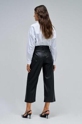 PANTALÓN DE ECOPIEL TRUE CROPPED WIDE NEGRO