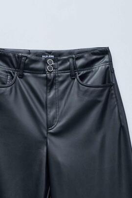PANTALÓN DE ECOPIEL TRUE CROPPED WIDE NEGRO