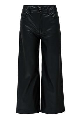 PANTALÓN DE ECOPIEL TRUE CROPPED WIDE NEGRO