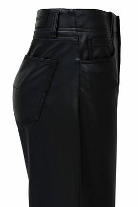 PANTALÓN DE ECOPIEL TRUE CROPPED WIDE NEGRO