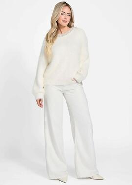 JERSEY ARISA CON APLIQUES DE PEDRERÍA EN EL CUELLO CREMA