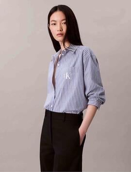CAMISA CK HOLGADA DE POPELÍN RAYAS AZULES