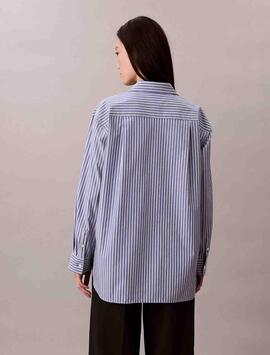 CAMISA CK HOLGADA DE POPELÍN RAYAS AZULES
