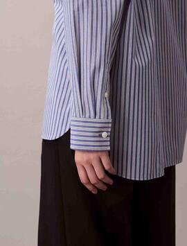 CAMISA CK HOLGADA DE POPELÍN RAYAS AZULES