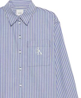 CAMISA CK HOLGADA DE POPELÍN RAYAS AZULES