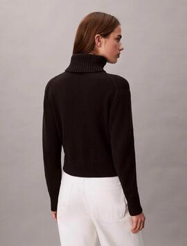 JERSEY CUELLO VUELTO DE CHENILLA SUAVE NEGRO