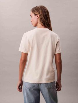 CAMISETA CK HERO REGULAR FIT CON MONOGRAMA CREMA