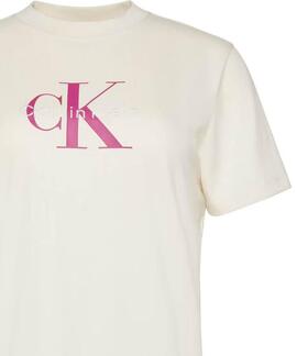 CAMISETA CK HERO REGULAR FIT CON MONOGRAMA CREMA