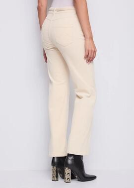 PANTALÓN DE PANA CROPPED CON CINTURÓN CRUDO