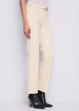 PANTALÓN DE PANA CROPPED CON CINTURÓN CRUDO