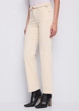 PANTALÓN DE PANA CROPPED CON CINTURÓN CRUDO