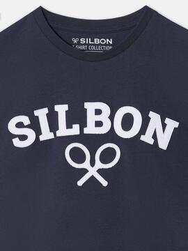 CAMISETA SILBON RAQUETA MEDIA AZUL MARINO