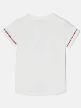 CAMISETA WOMAN BORDADO ÉTNICO MULTICOLOR BLANCA