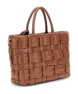 BOLSO DE MANO MARION TRENZADO MARRÓN COGNAC