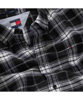 CAMISA DE FRANELA REGULAR FIT TARTÁN NEGRO