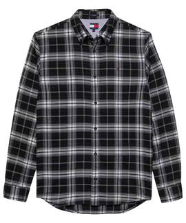 CAMISA DE FRANELA REGULAR FIT TARTÁN NEGRO