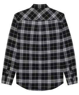 CAMISA DE FRANELA REGULAR FIT TARTÁN NEGRO