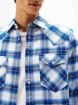 CAMISA DE FRANELA WESTERN REGULAR FIT TARTÁN AZUL