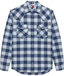 CAMISA DE FRANELA WESTERN REGULAR FIT TARTÁN AZUL