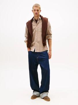 CAMISA DE PANA REGULAR FIT BEIGE