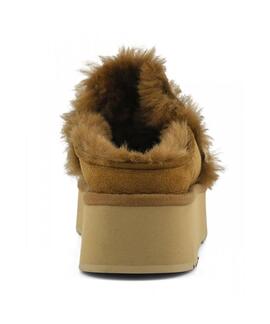 ZUECO PLATFORM CLOG WITH STRAP LOGO COGNAC