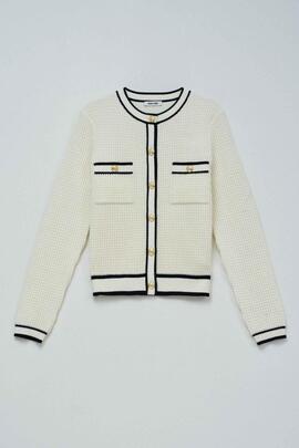 CARDIGAN COLOR PERLA CON BOTONES DORADOS