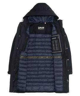 ABRIGO ACOLCHADO MULTIBOLSILLOS CON CAPUCHA CHASEN AZUL MARI