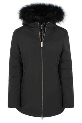 CHAQUETA ACOLCHADA NEGRA CON CAPUCHA