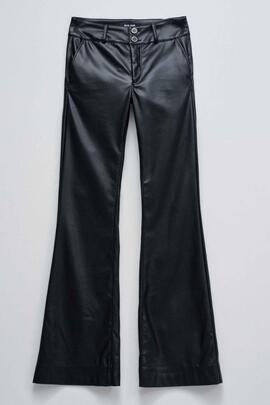PANTALÓN SECRET CHINO FLARE ECOPIEL NEGRA