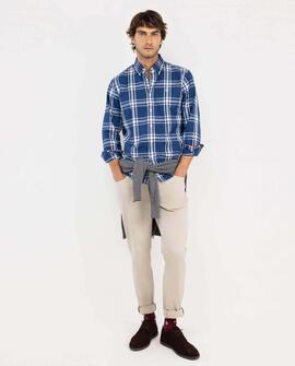 CAMISA DE ALGODÓN CUADRO BRIT AZUL MARINO