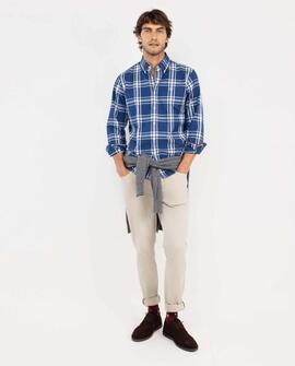 CAMISA DE ALGODÓN CUADRO BRIT AZUL MARINO