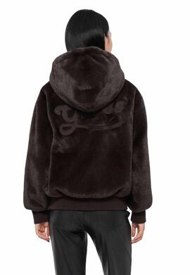 CHAQUETA DE PIEL SINTÉTICA LUCREZIA COLD BREW MARRÓN