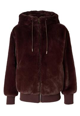 CHAQUETA DE PIEL SINTÉTICA LUCREZIA COLD BREW MARRÓN
