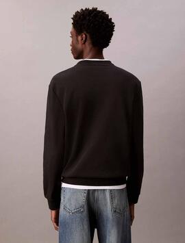 SUDADERA CK TERRY RELAXED FIT BLACK NEGRA