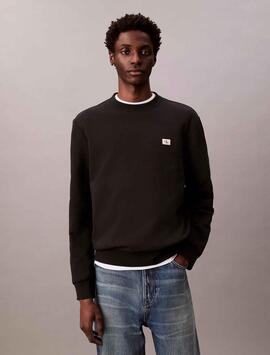 SUDADERA CK TERRY RELAXED FIT BLACK NEGRA