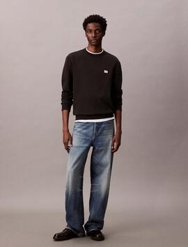 SUDADERA CK TERRY RELAXED FIT BLACK NEGRA