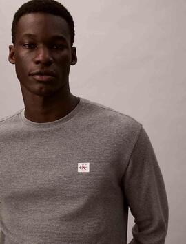 CAMISETA MANGA LARGA PUNTO GOFRADO MED GREY HEATHER GRIS